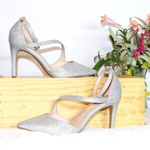 Kelly & Katie Savama Silver Metallic Strappy Heel